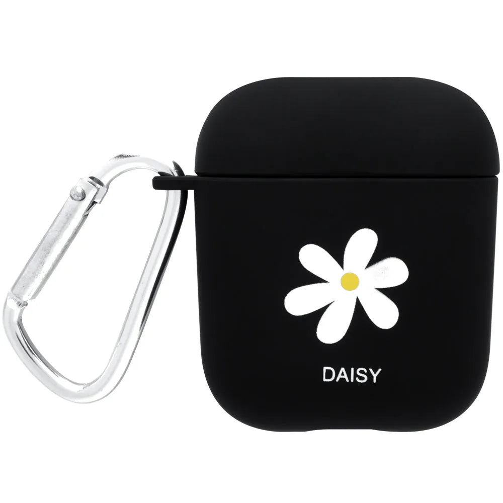 Apple AirPods PC back cover case with decorative designs in black and pink colours