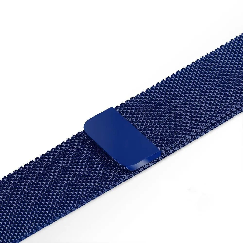 Stainless steel watch strap in silver, black, gold, and rose gold colours showing 22mm and 24mm width options
