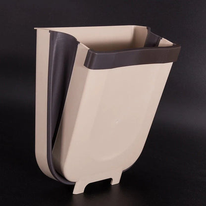 Foldable Wall Mounted Trashcan in brown and white, 9-litre capacity