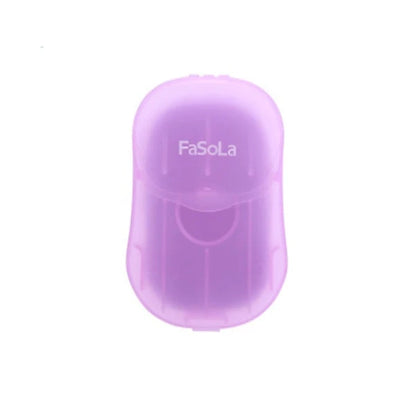 Compact disposable travel soap sheets in a durable PP5 container, perfect for on-the-go hygiene