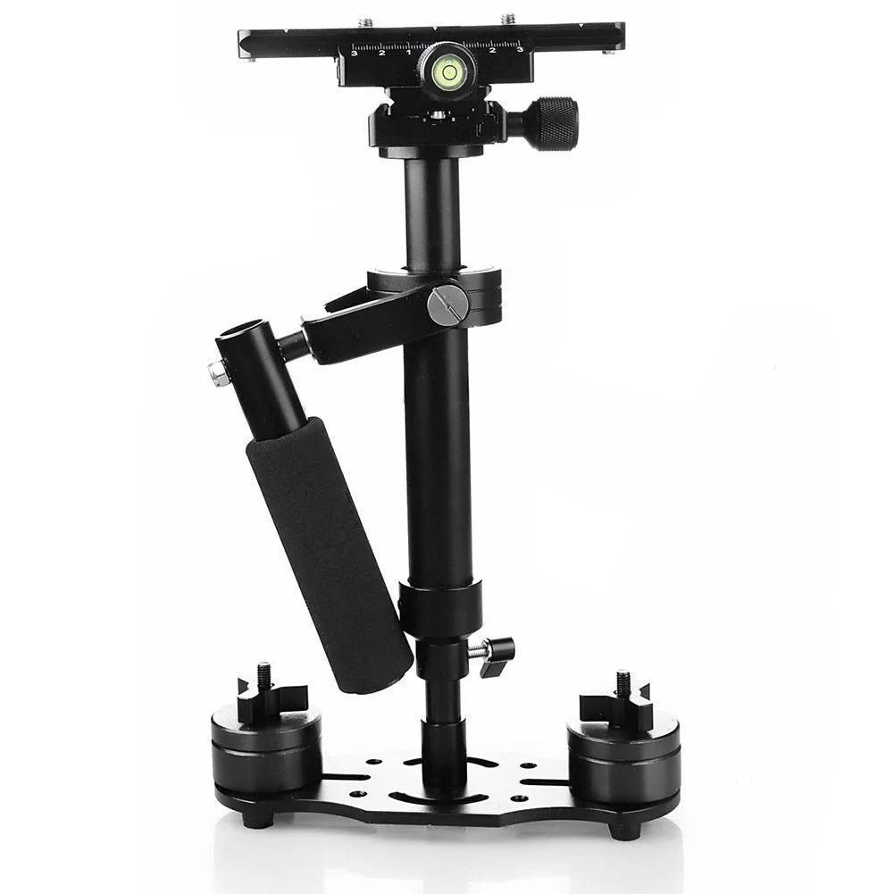 Black aluminium S40 and S60 handheld camera stabilisers with adjustable height and grip.
