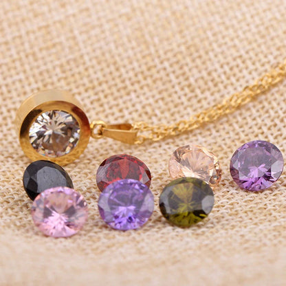 Diamond titanium steel necklace with 8 interchangeable colour options for versatile styling