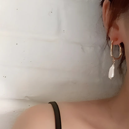 Gold electroplated pearl earrings with 12mm pearls and butterfly clasps