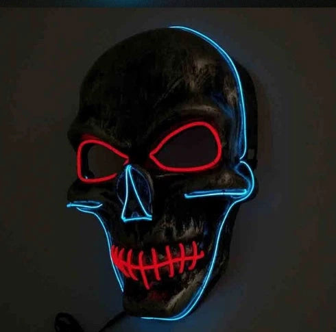 Halloween LED Glowing Full Face Mask with adjustable light modes and voice control feature