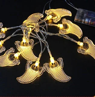 Spooktacular LED string lights with pumpkins, bats, and ghosts for Halloween decor