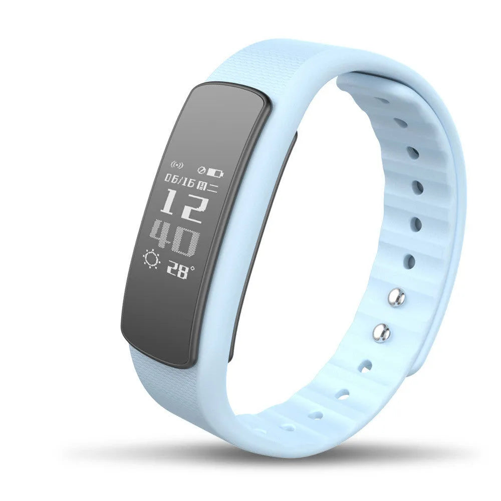 I6 smart sports bracelet with 0.96-inch screen on wrist showing health metrics