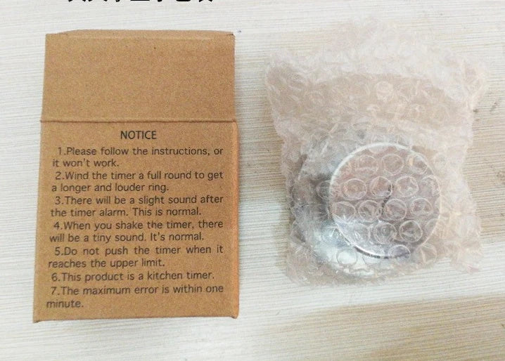 Stainless steel mechanical kitchen timer with magnetic back, no batteries required