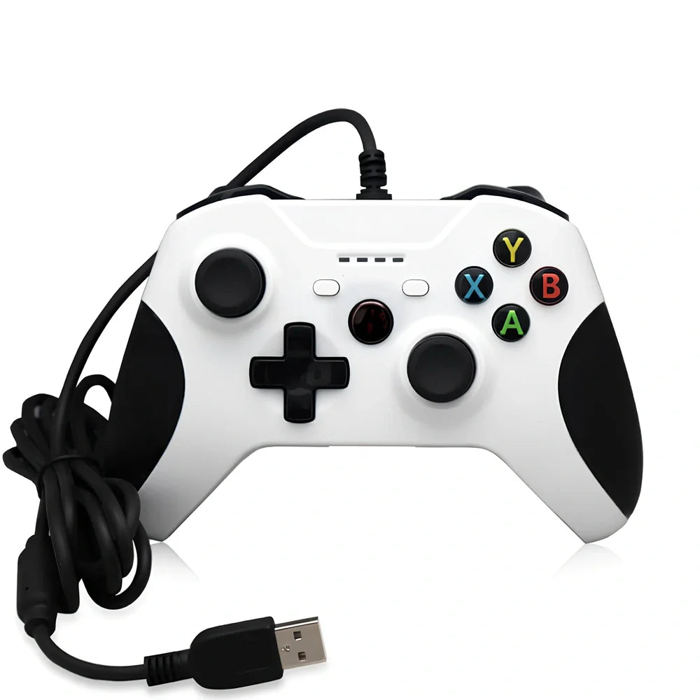 Black wired USB controller for Xbox One and PC with 2M cable and analog triggers, plug-and-play compatible