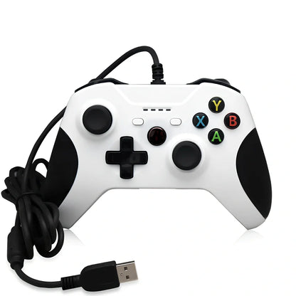 Black wired USB controller for Xbox One and PC with 2M cable and analog triggers, plug-and-play compatible