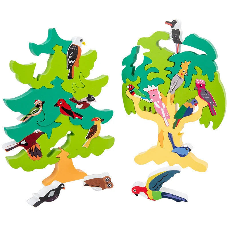 Wooden Bird Tree 3D Jigsaw Puzzle for children aged 4-6, educational and fun