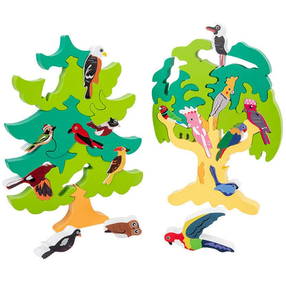 Wooden Bird Tree 3D Jigsaw Puzzle for children aged 4-6, educational and fun