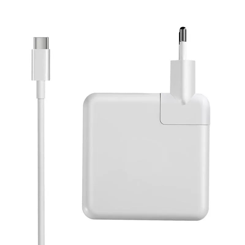 61W laptop power adapter with UK plug measuring 7x7x3cm