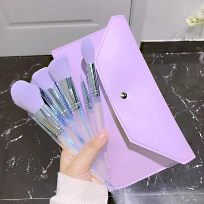 10 nylon makeup brushes with plastic handles and storage bag for beginner makeup application