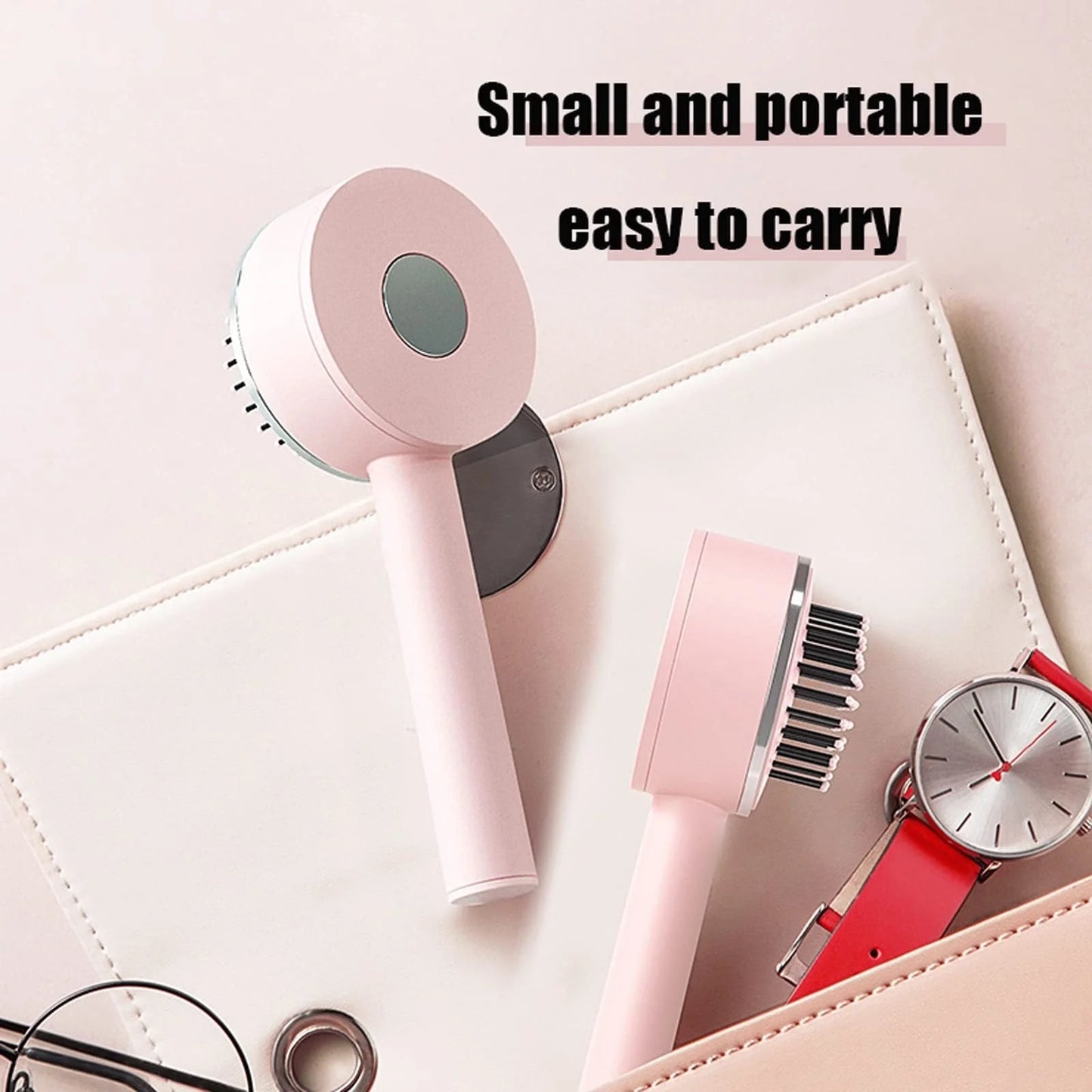 Self-Cleaning Hair Brush with Airbag Massage for curly hair, featuring one-key self-cleaning and scalp massage.