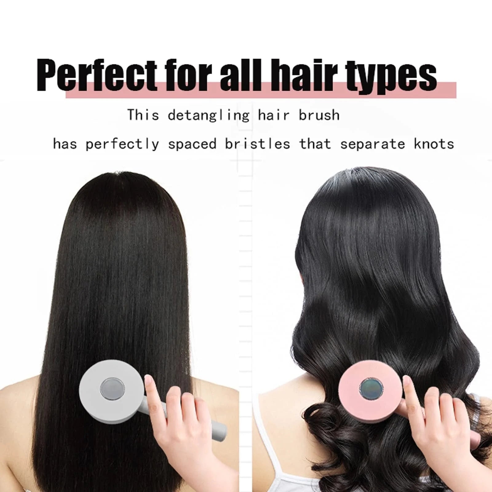 Self-Cleaning Hair Brush with Airbag Massage for curly hair, featuring one-key self-cleaning and scalp massage.