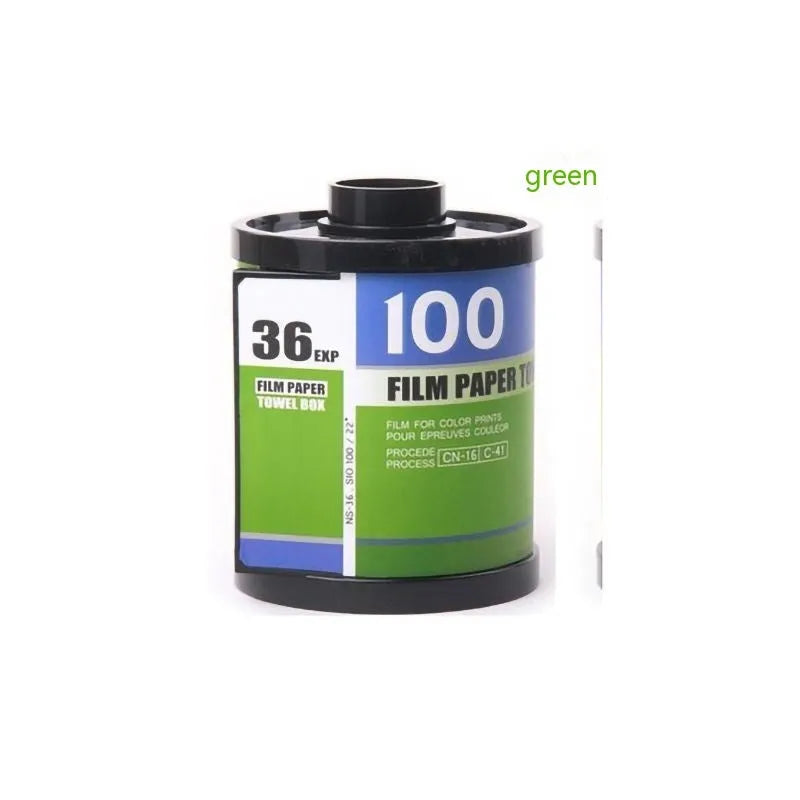 Retro film tissue box in red with creative design for roll paper extraction