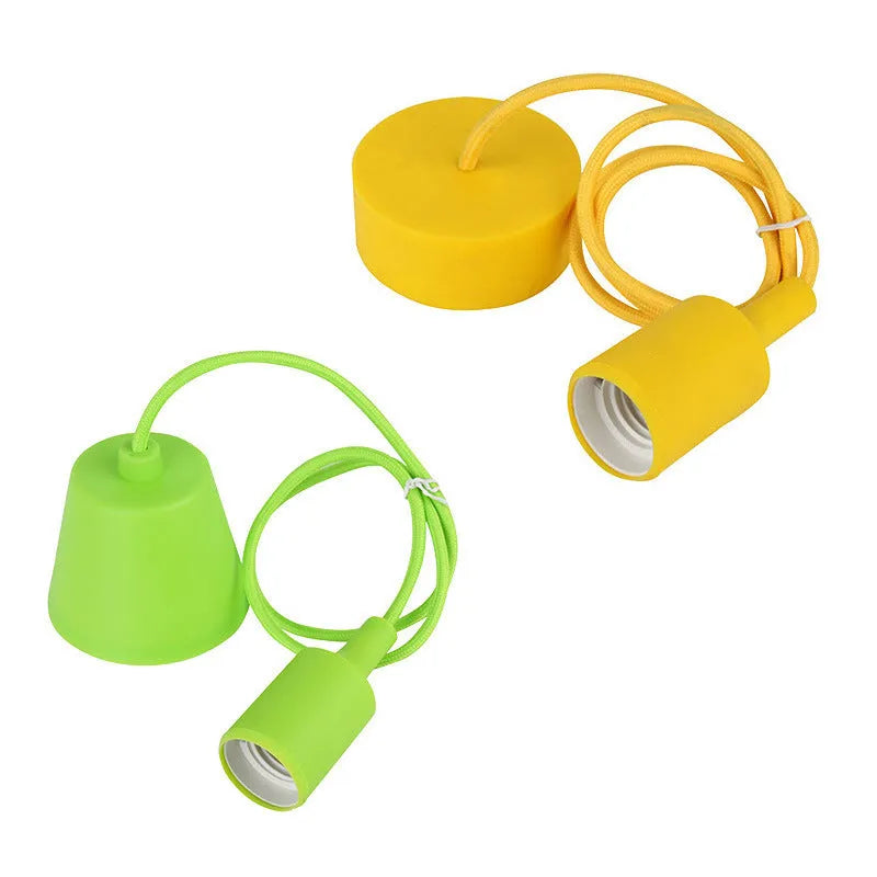 Coloured silicone pendant lamp holder with E26/E27 socket and 50cm adjustable cord