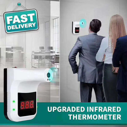 Wall-mounted non-contact infrared thermometer with digital display and fever alarm