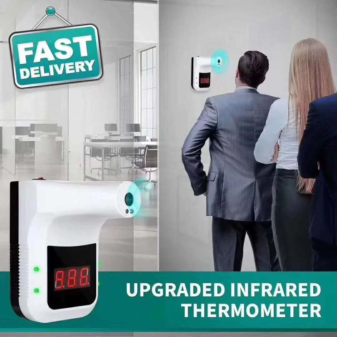 Wall-mounted touchless infrared thermometer with digital display and fever alarm
