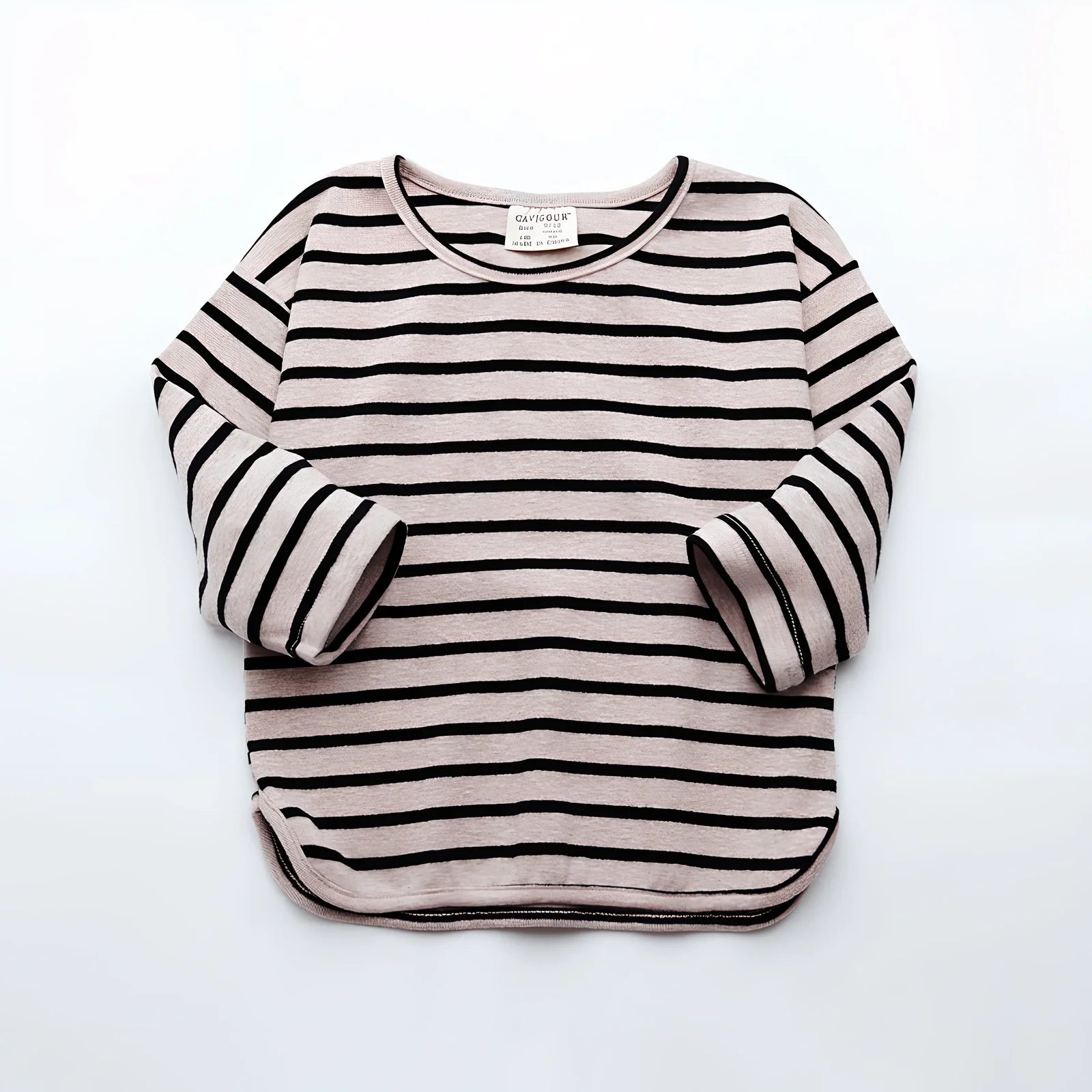 Black or red striped 100% cotton long sleeve T-shirt for baby girls, sizes 80-104 with lengths 34-43cm