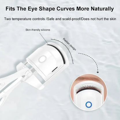 Portable electric heated eyelash curler with USB recharge for quick, beautiful lashes