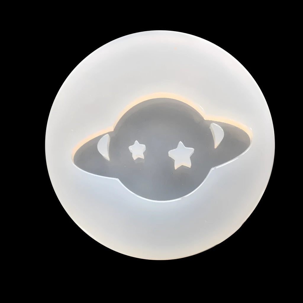 Silicone mould for creating full mirror finish resin planet spheres measuring 6.5cm diameter
