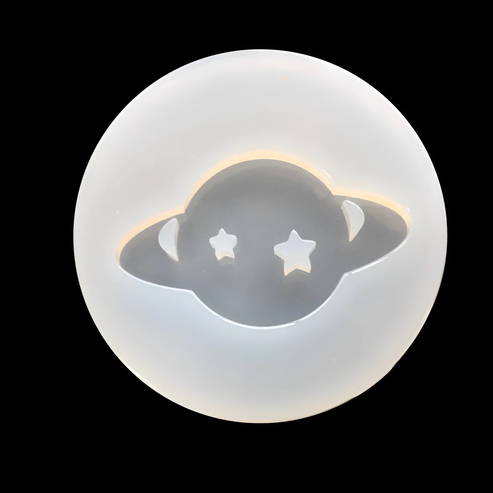 Silicone mould for creating full mirror finish resin planet spheres measuring 6.5cm diameter