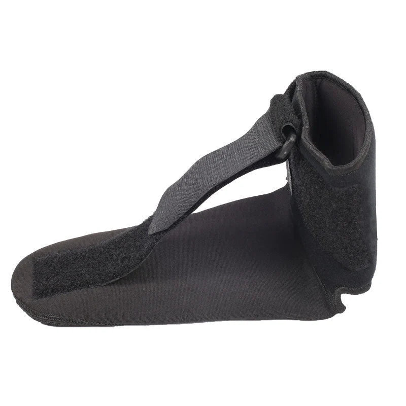 Adjustable ankle support orthosis for rehabilitation and sports, available in sizes S, M, L.