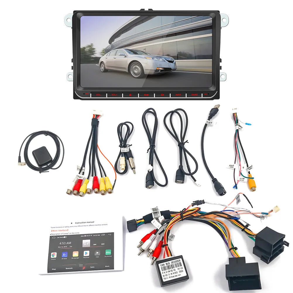 Black car MP5 player with 7-inch Android GPS navigation screen for Volkswagen and GM vehicles