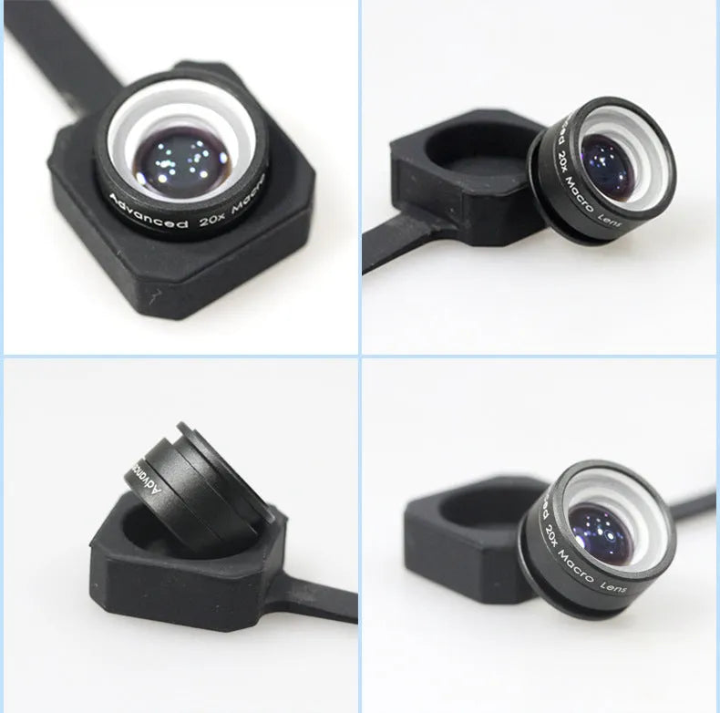 Macro phone lens with aluminium shell and clip, black colour option