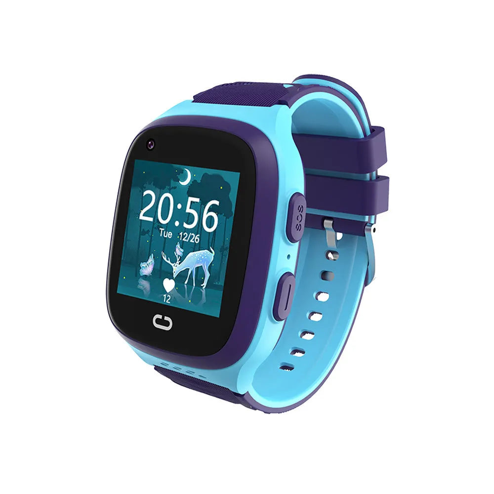 4G children's GPS smart watch with 1.4-inch touch screen, black colour, showing electronic fence and video call features