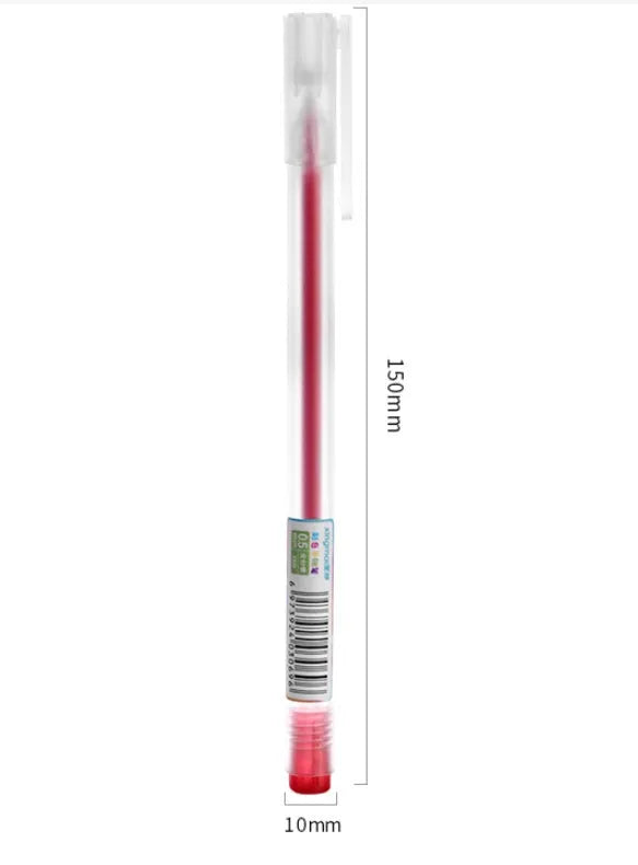 Set of 12 coloured gel pens with 0.5mm tips and plastic barrels for stationery and writing