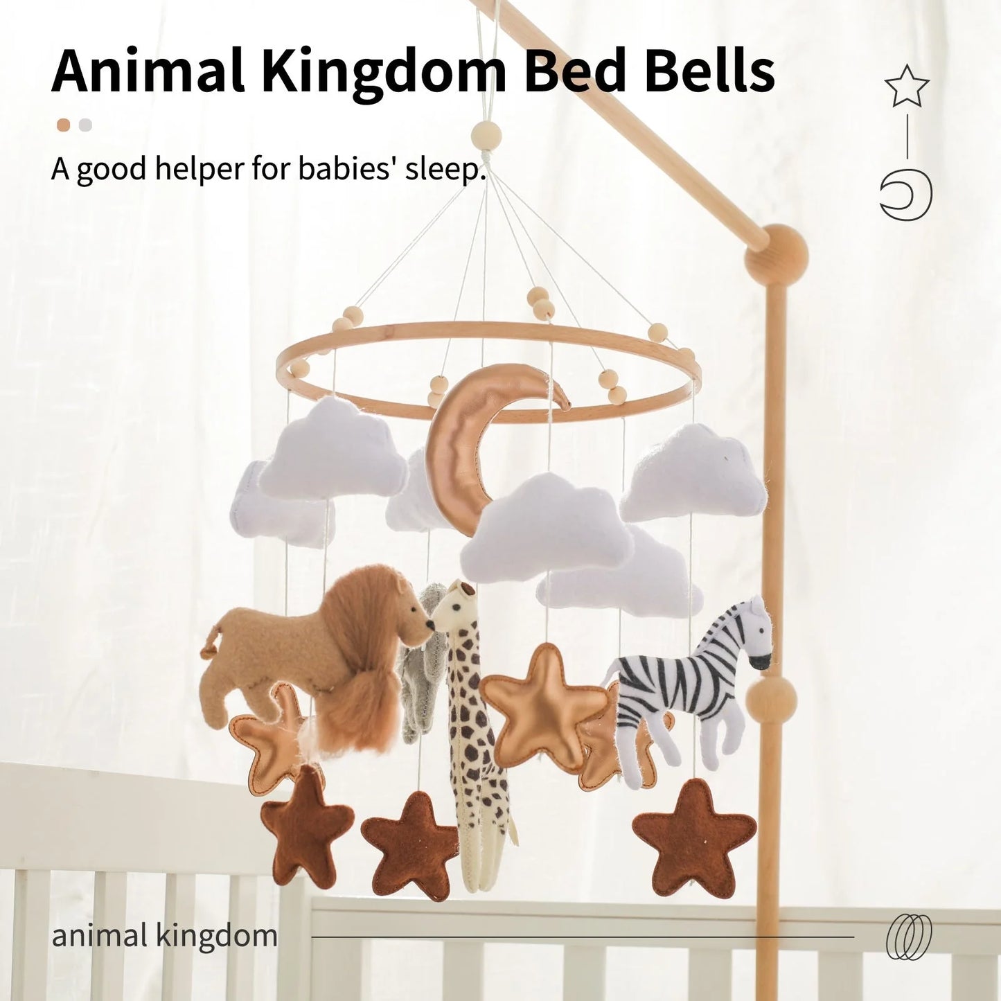 Felt forest animal cloud moon bed bell for hand-eye coordination training