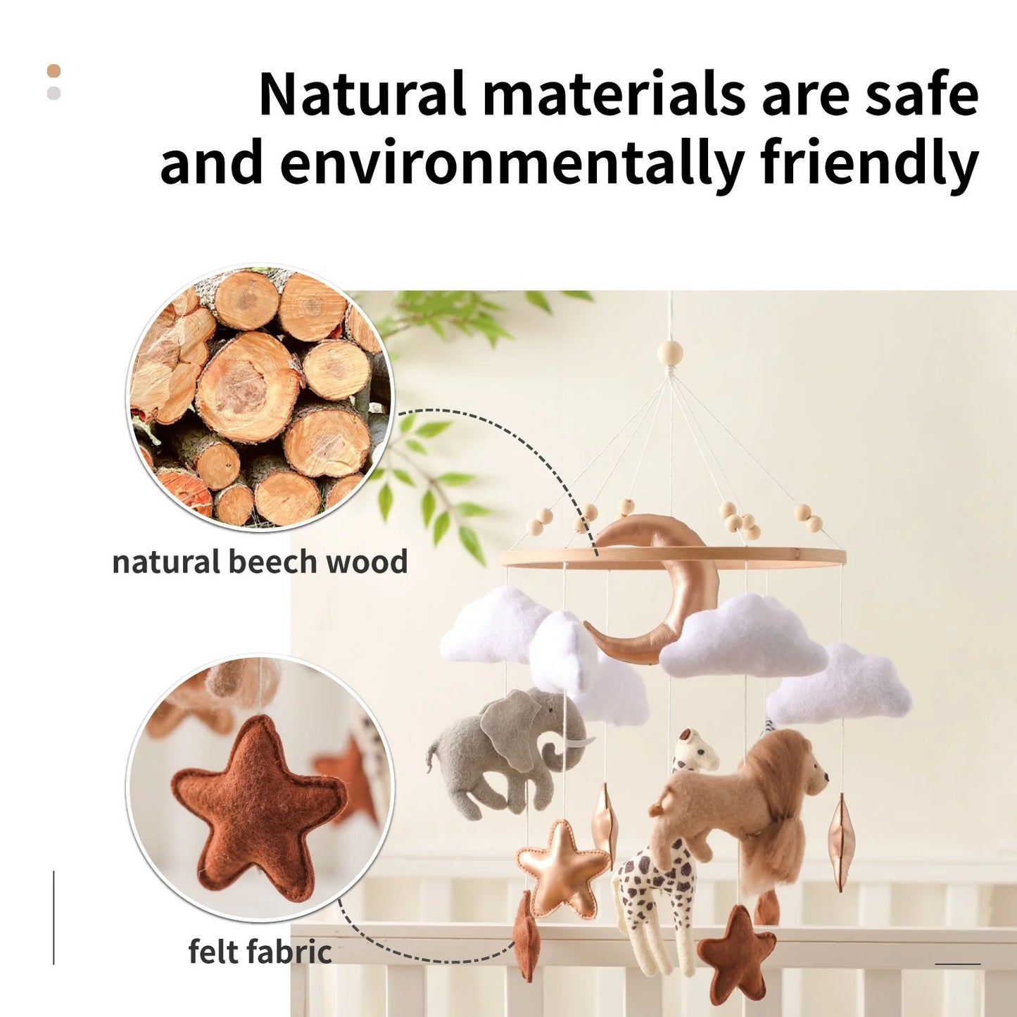 Felt forest animal cloud moon bed bell for hand-eye coordination training