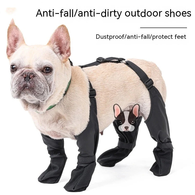 Adjustable waterproof dog boots with anti-slip sole for outdoor protection