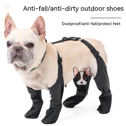 Adjustable waterproof dog boots with anti-slip sole for outdoor protection