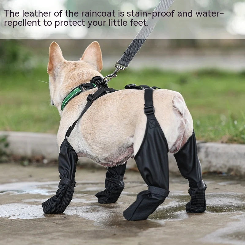 Adjustable waterproof dog boots with anti-slip sole for outdoor protection