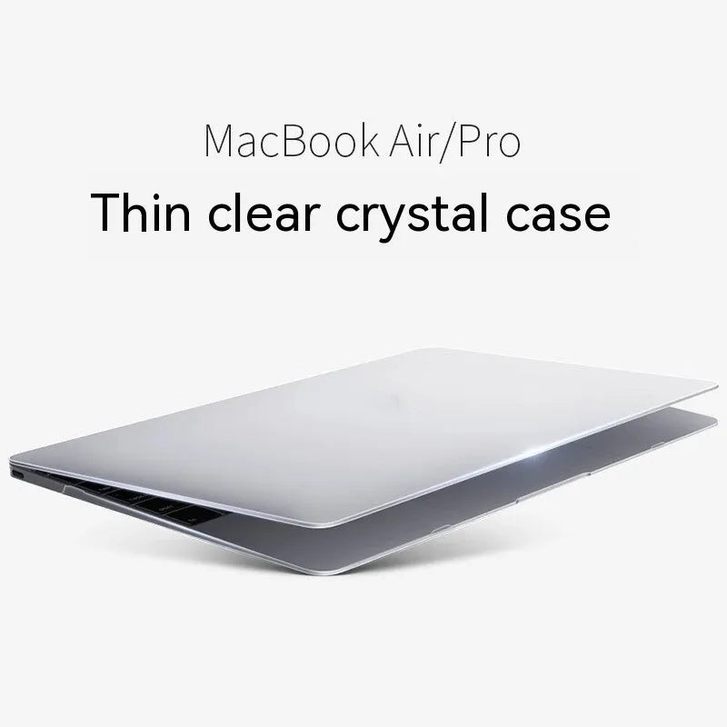 MacBook protective plastic case in crystal transparent, black, frosted and matte finishes for Air and Pro models