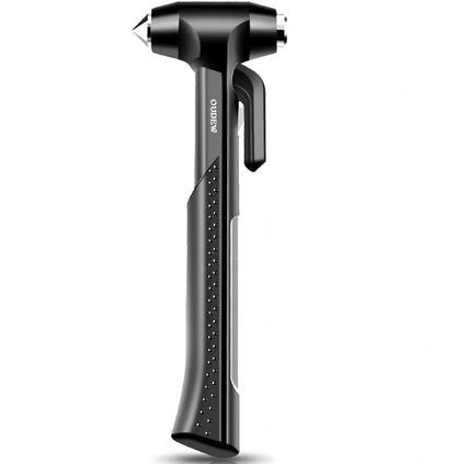 Black ABS window breaker safety hammer with pointed high carbon steel tip and seatbelt cutter, 10cm length for vehicle emergencies
