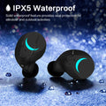 Black TWS Bluetooth wireless headset with earplug design and charging case