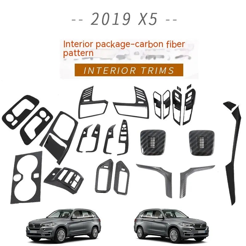Matte black ABS centre console trim panel for 2019 BMW X5 with low cup holders