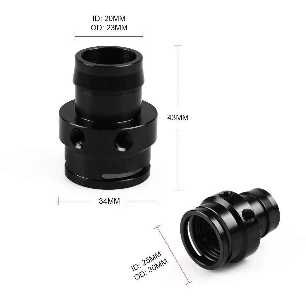 Second generation engine vacuum adapter tee in black or titanium colour