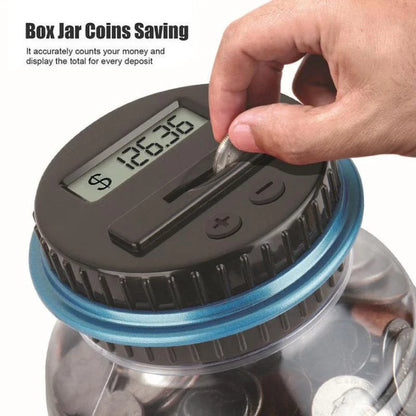Electronic digital counting coin money saving box with LCD display