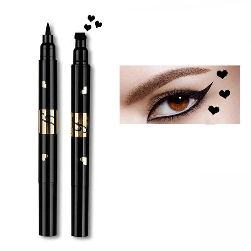 Double-headed black eyeliner with heart, star, and moon stamp options