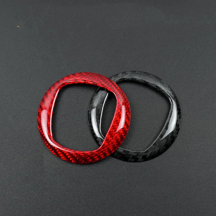 Real dry carbon fibre steering wheel decorative sticker in black and red colour options