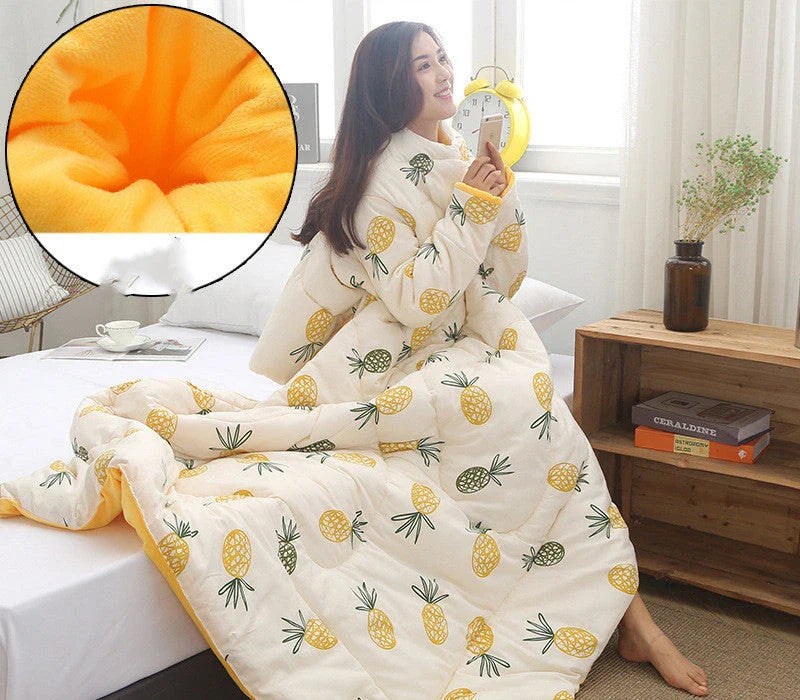 Winter Lazy Quilt with Sleeves in various colours, perfect for indoor warmth and comfort