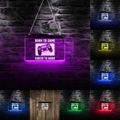 Game console controller logo LED neon light in vibrant colours, perfect for children's rooms and commercial spaces