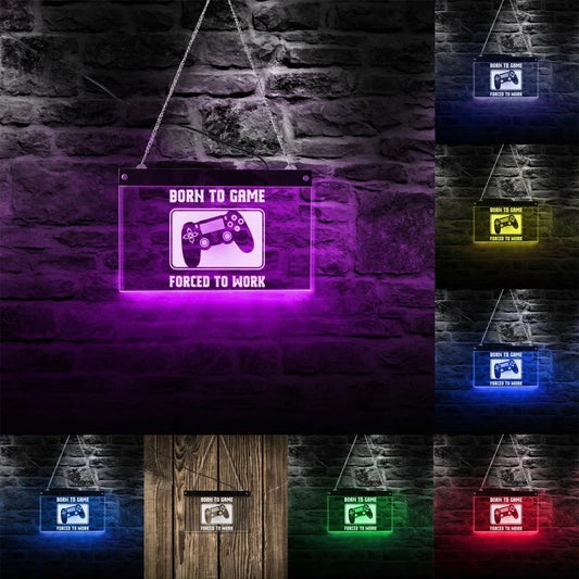 Game console controller logo LED neon light in vibrant colours, perfect for children's rooms and commercial spaces