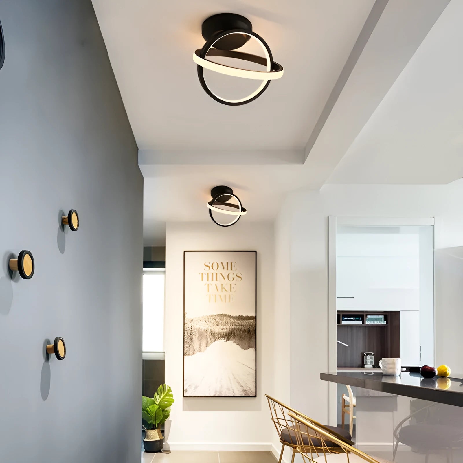 Round 180mm Nordic-style LED ceiling light in white with acrylic shade for corridors and hallways