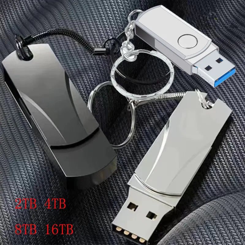 Black metal rotating USB flash drive with high storage capacity up to 16TB